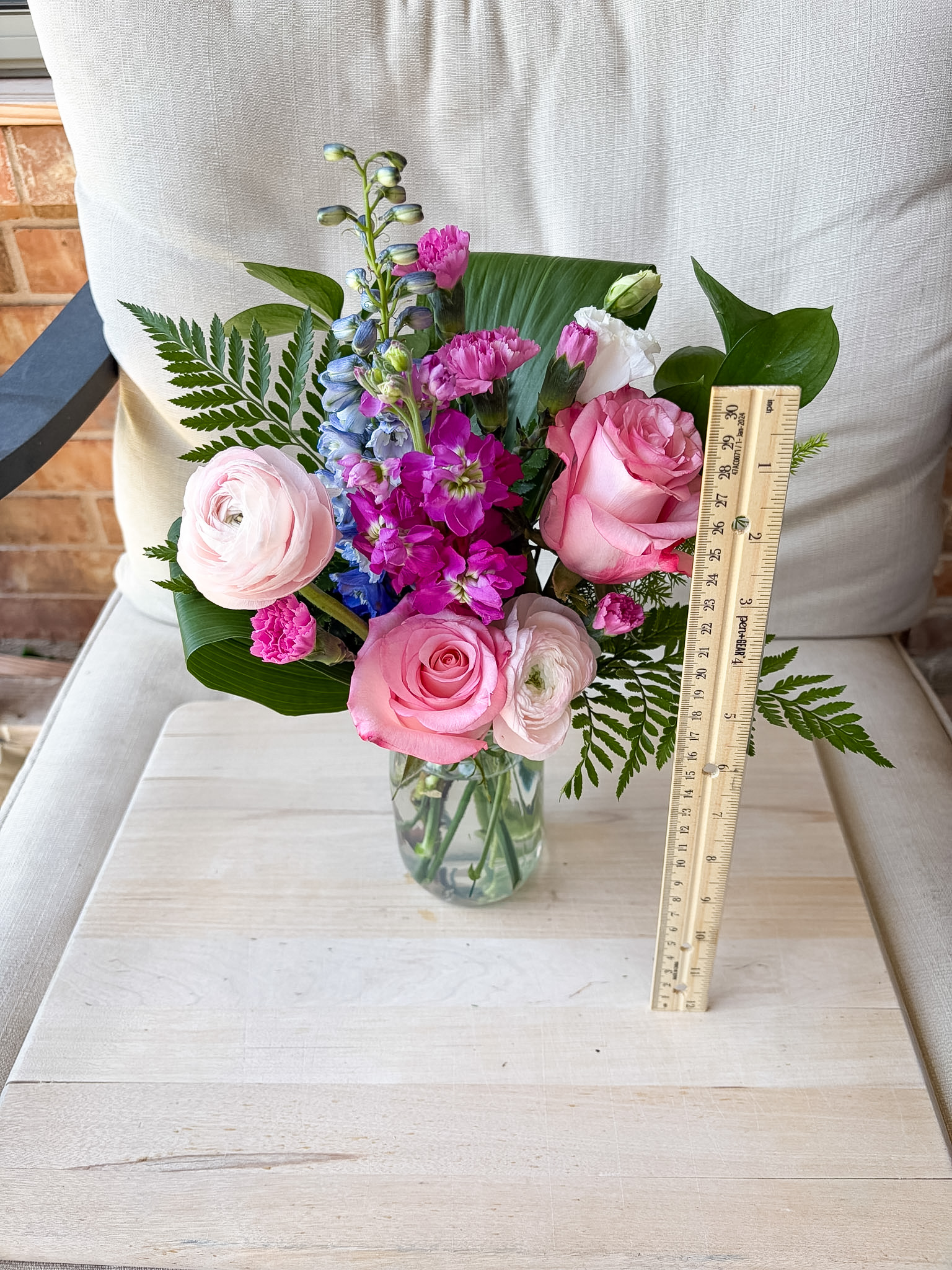 RESERVED Rose and Ranunculus Arrangement - Image 3