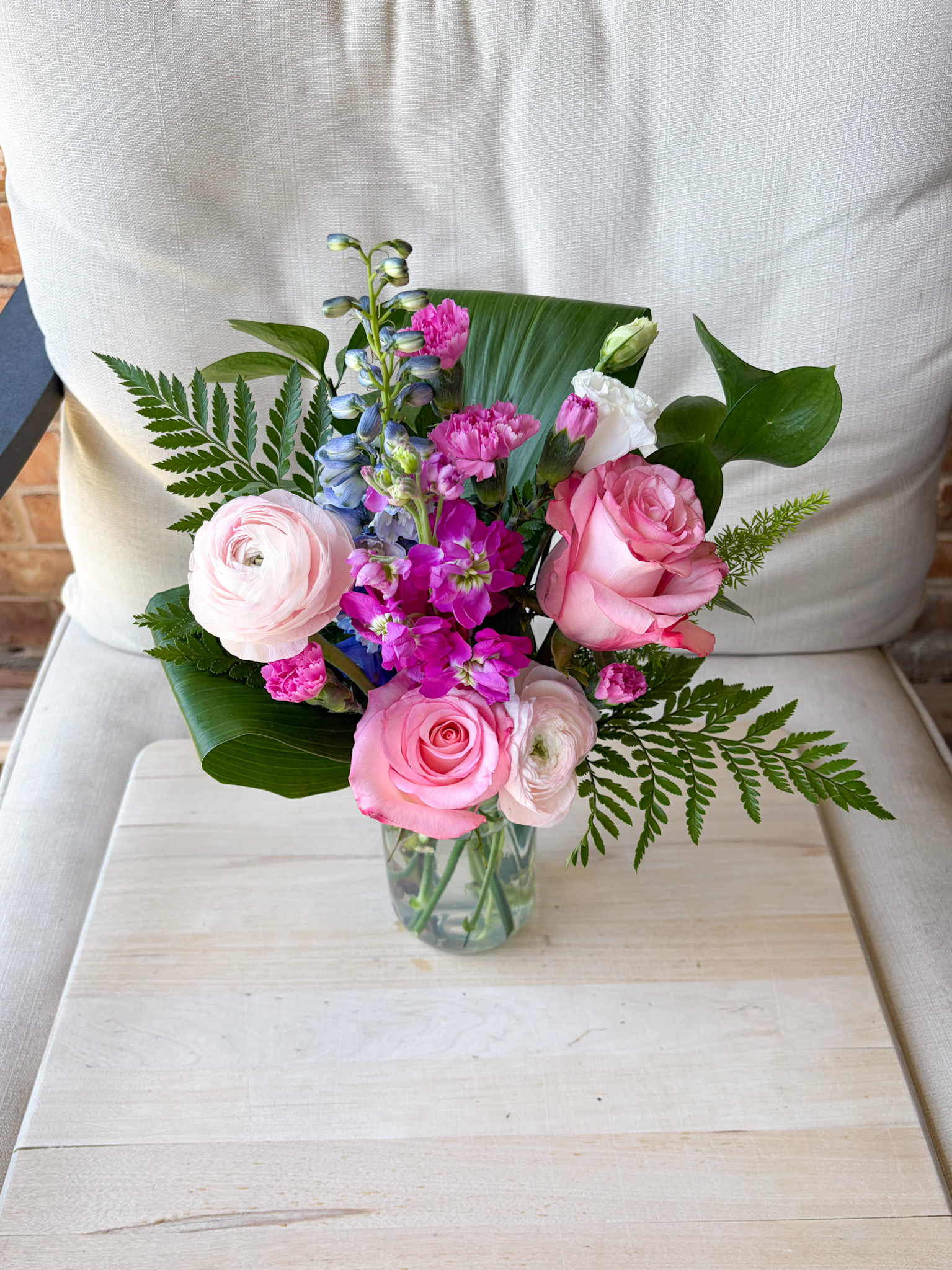 RESERVED Rose and Ranunculus Arrangement - Image 4