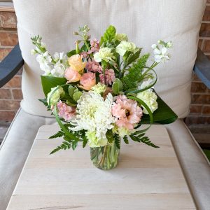 RESERVED Elegant White Mum, Lisianthus, and Lily Grass Arrangement