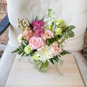 SOLD Peachy Pink and Green Arrangement
