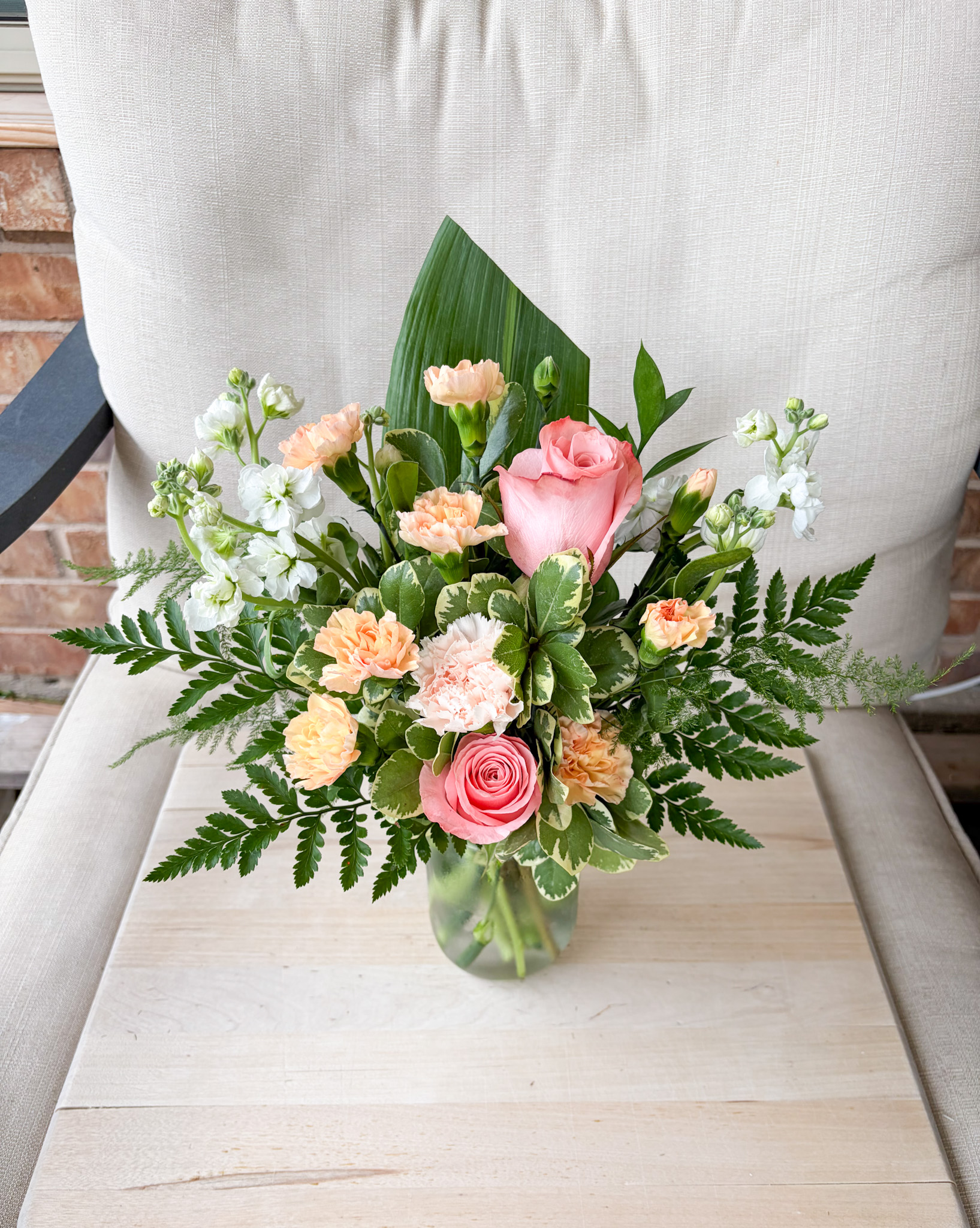 SOLD Peach & White & Pale Orange Arrangement
