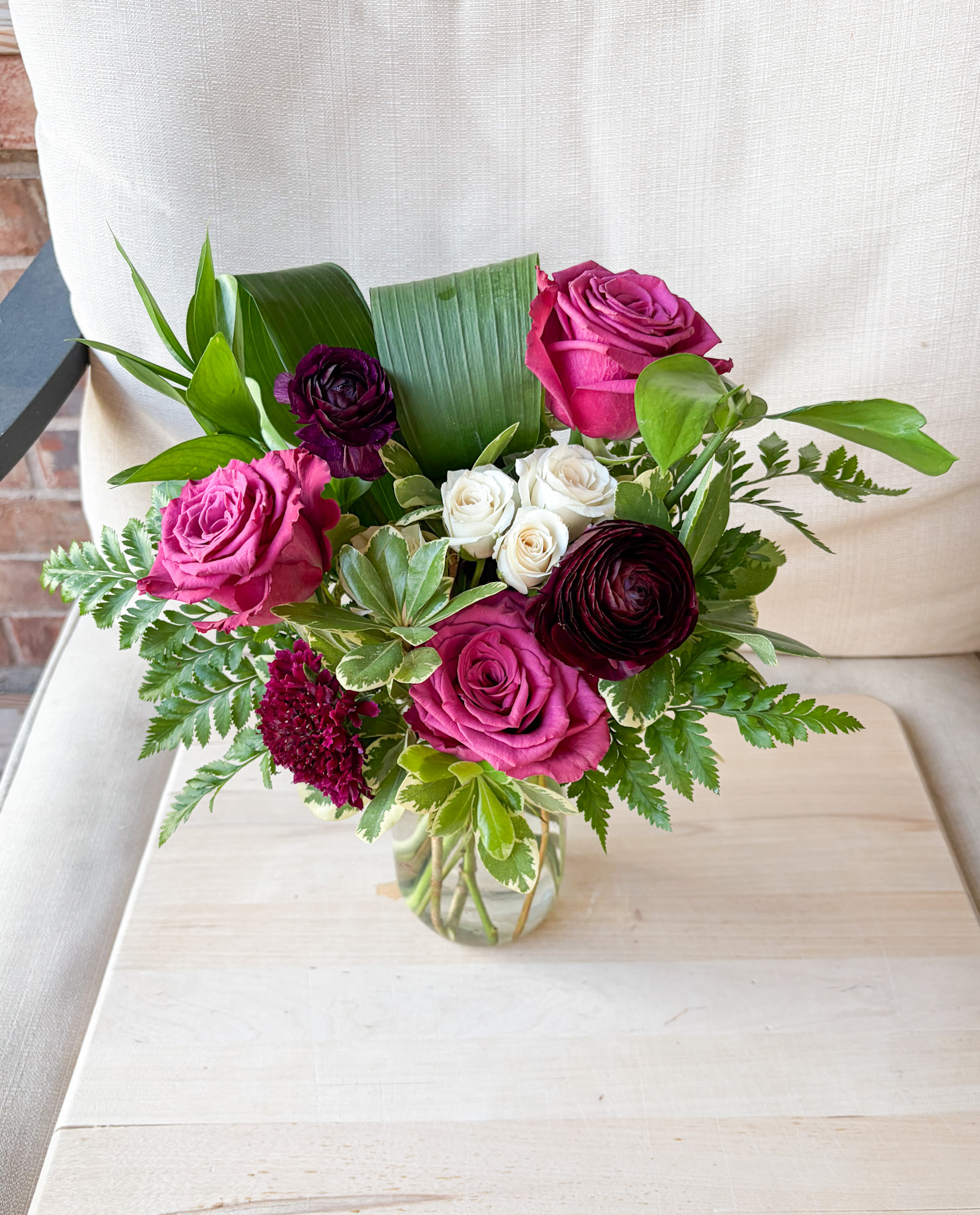 SOLD BUT MAY HAVE ENOUGH TO MAKE ONE MORE Jewel Tone with White Accent Small Arrangement - Image 2