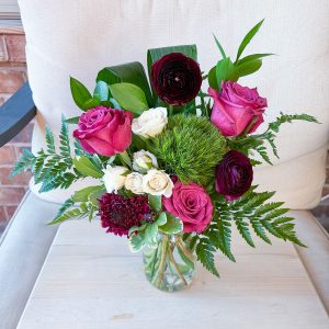 SOLD Plum & White With Green Trick Arrangement