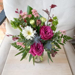 SOLD Blueberry Rose and Mini Gerbera Daisy Arrangement